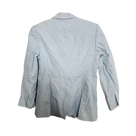 REBECCA TAYLOR Light Blue 70s Rickrack Trim Double Breasted Slub Jacket Blazer 8 - Picture 3 of 16